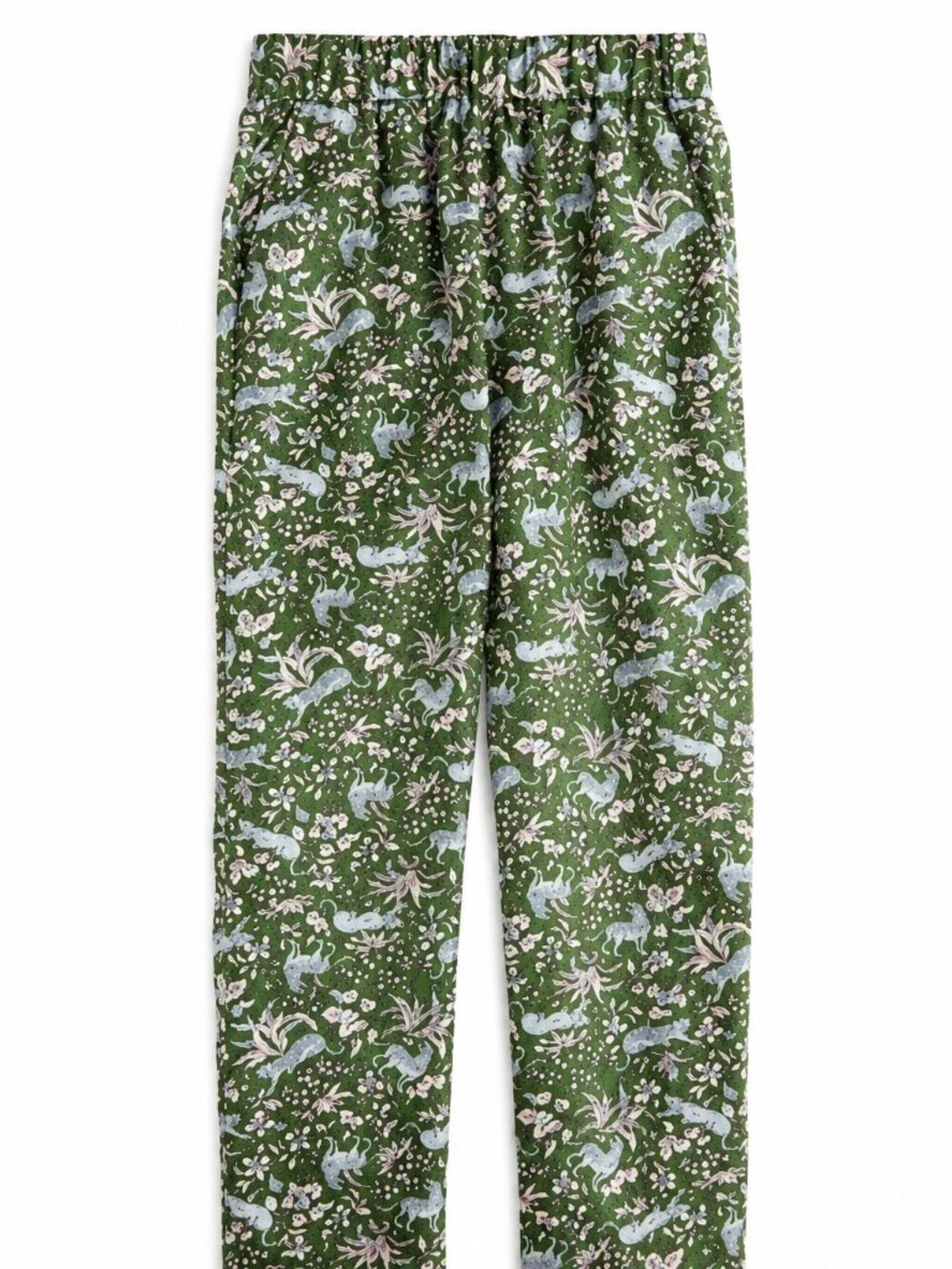 J. Crew Olive Green Floral & Fox Print Leggings